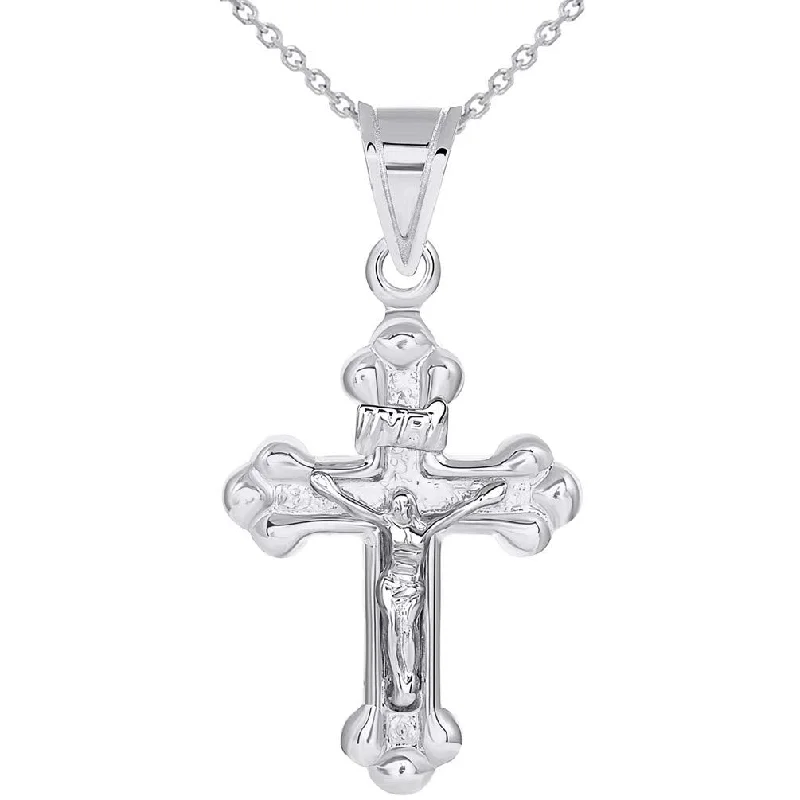 women minimalist necklaces -14k White Gold Christian INRI Cross Crucifix with Jesus Pendant with Necklace