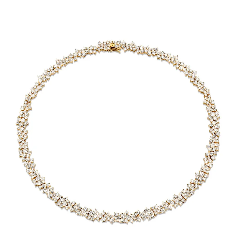 women chic necklaces -Gold & Diamond Wide Cocktail Eternity Necklace