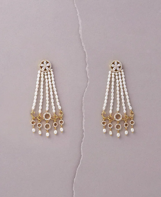 women elegant earrings -Pearl and Stone Chandeliers