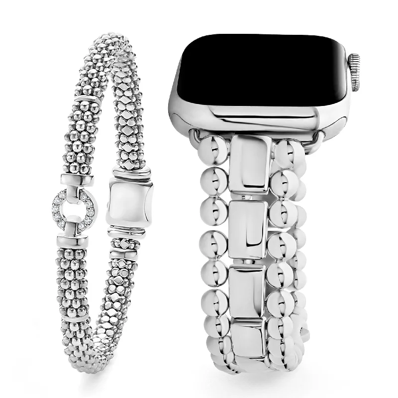 women smooth bangles -Smart Caviar Caviar Beaded Diamond Bracelet Gift Set