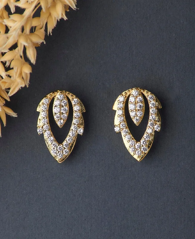 women retro earrings -Trendy Stone Studded Silver Earring