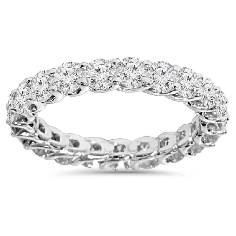 women classic engagement rings -2 1/2 Carat U Prong Diamond Eternity Ring 14K White Gold Lab Grown