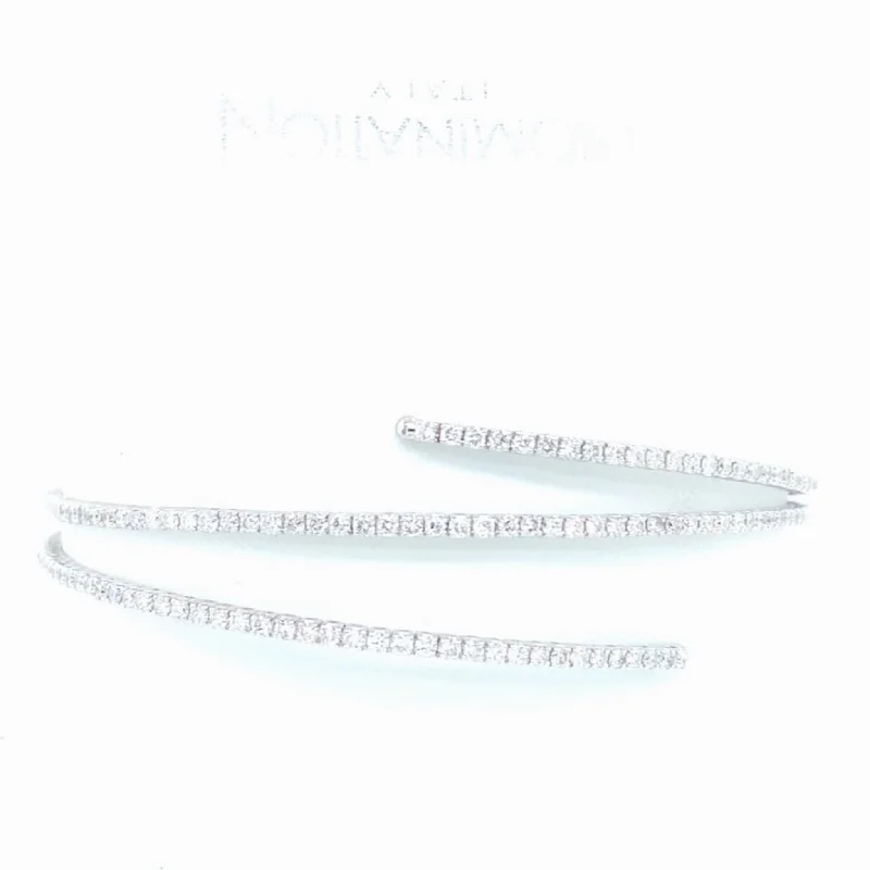 women infinity bracelets -Three Row Flexible Diamond Cuff Bracelet