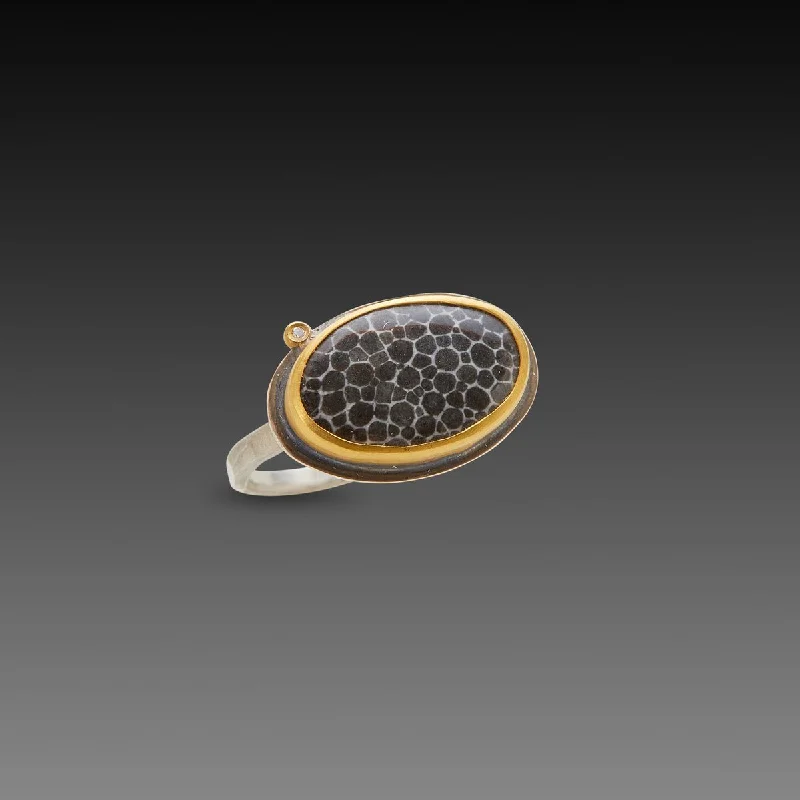 women diamond eternity rings -Bryozoan Fossil Ring