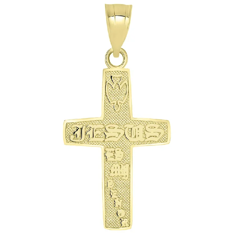 women personalized necklaces -14k Yellow Gold Jesus Es My Senor Cross Pendant