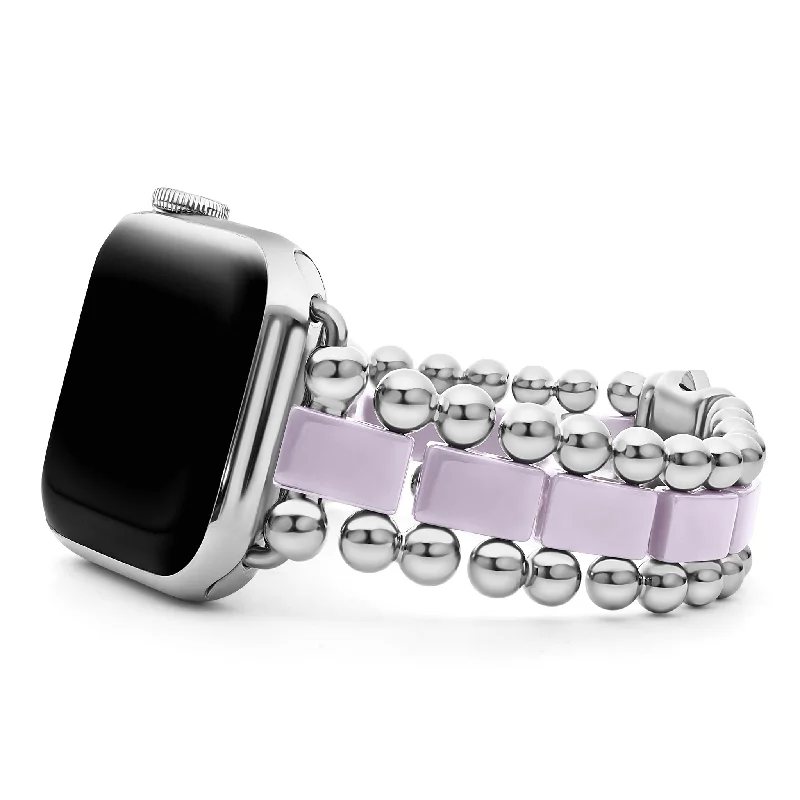 women jewelry bangles -Smart Caviar Lilac Ceramic and Stainless Steel Watch Bracelet-38-45mm