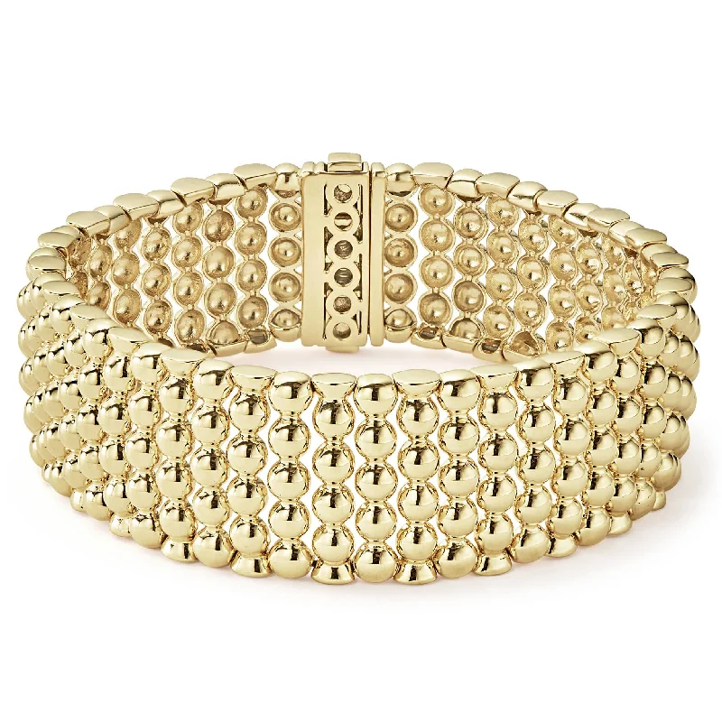 women charm bracelets -Caviar Gold Statement 18K Gold Caviar Bracelet | 20mm