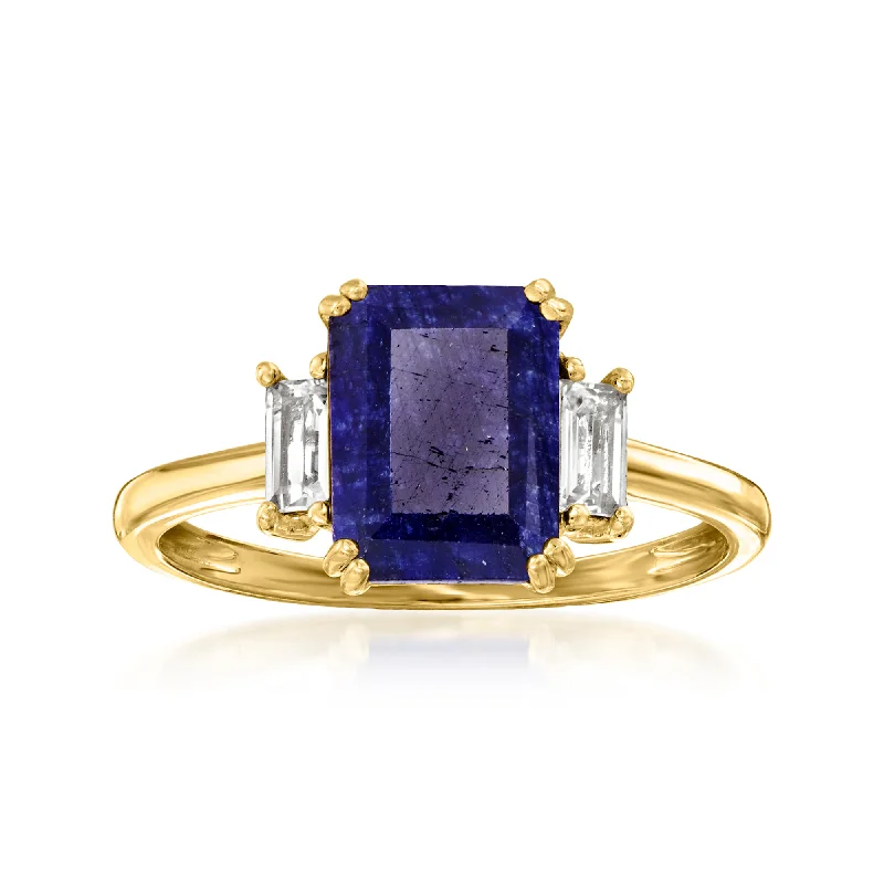 women sapphire diamond engagement rings -Ross-Simons Sapphire Ring With . White Topaz in 18kt Gold Over Sterling