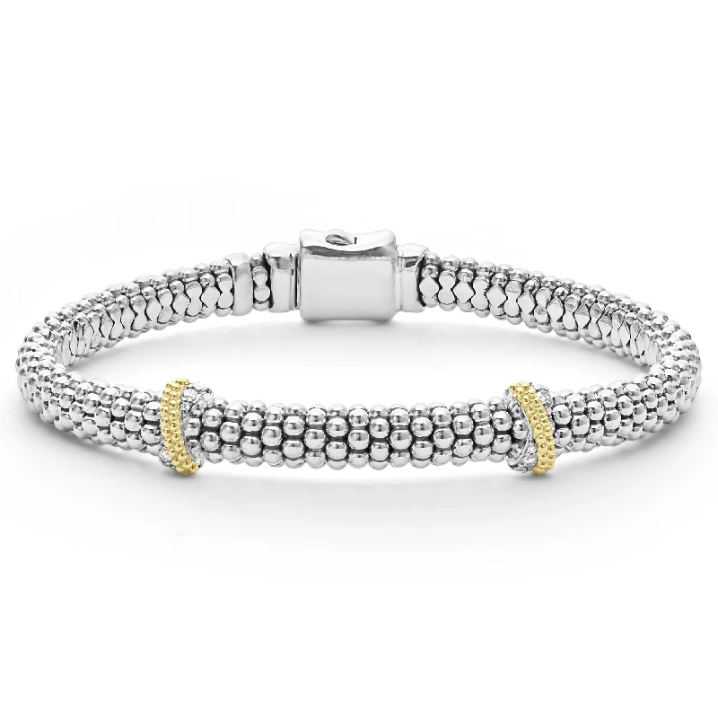 women boho bracelets -Caviar Lux Double X Caviar Diamond Bracelet | 6mm