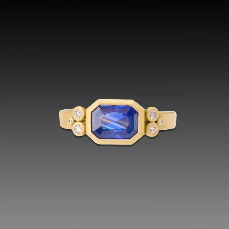 women infinity rings -Deep Blue Sapphire Ring with Diamonds