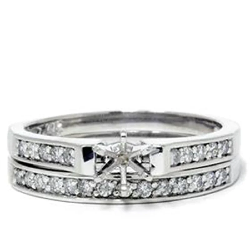 women custom halo engagement rings -Platinum 1/3ct SI Diamond Engagement Ring Setting Set