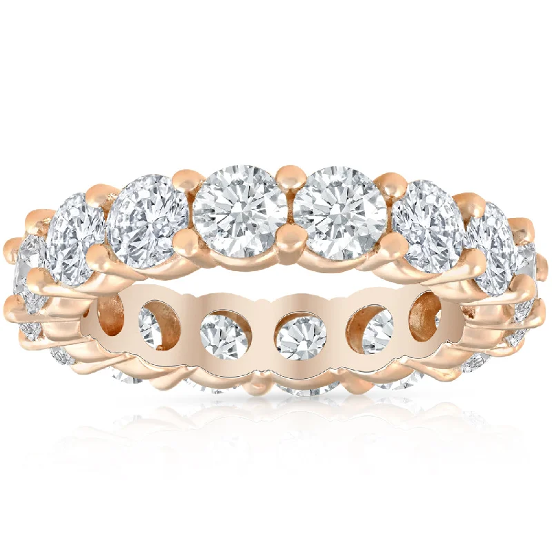 women stackable engagement rings -4Ct Diamond Eternity Wedding Ring Lab Grown Diamond 14k Rose Gold