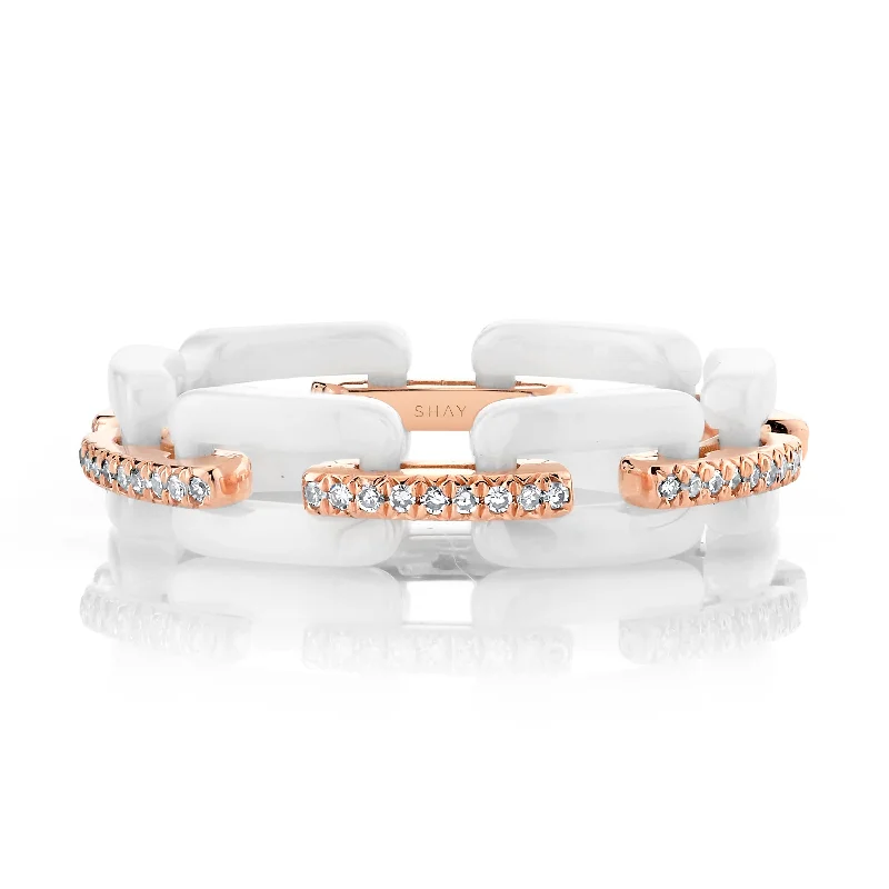 White Ceramic/Rose Gold/Dia