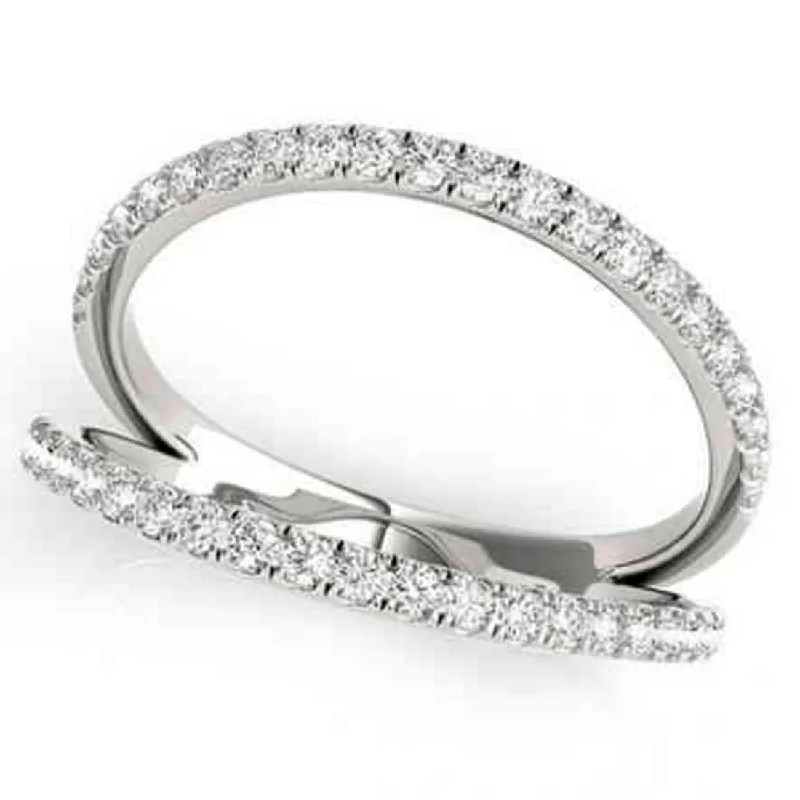 women princess diamond engagement rings -1/4ct Diamond Ring Open Fashion Right Hand Split Band White Gold