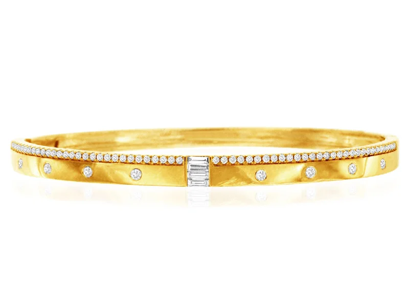 women multicolor bangles -Baguette and Round Diamond Accented Bangle Bracelet