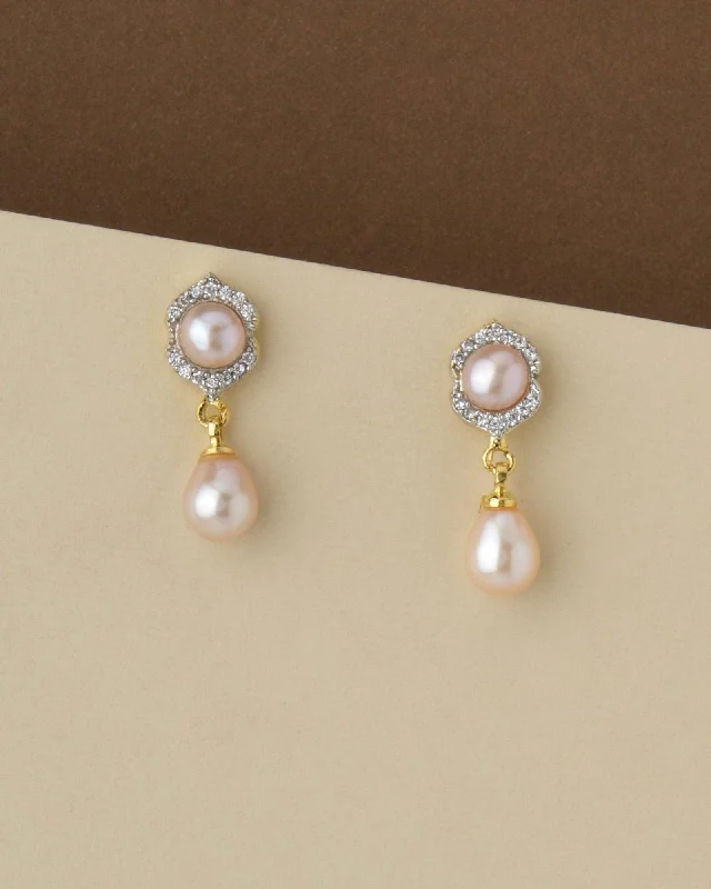 women luxury diamond earrings -Trendy Pearl Hang Earring