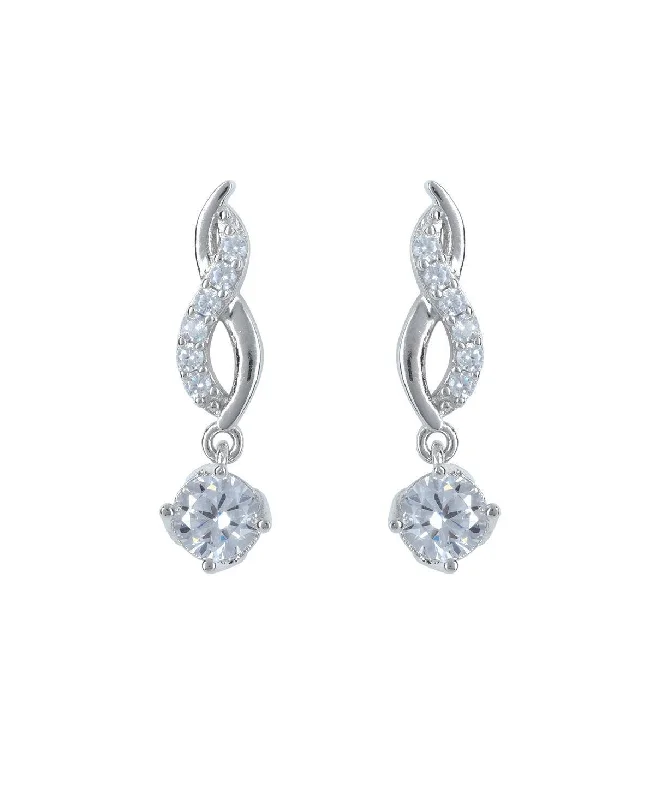 women butterfly earrings -Pretty Stone Studded Silver Earring