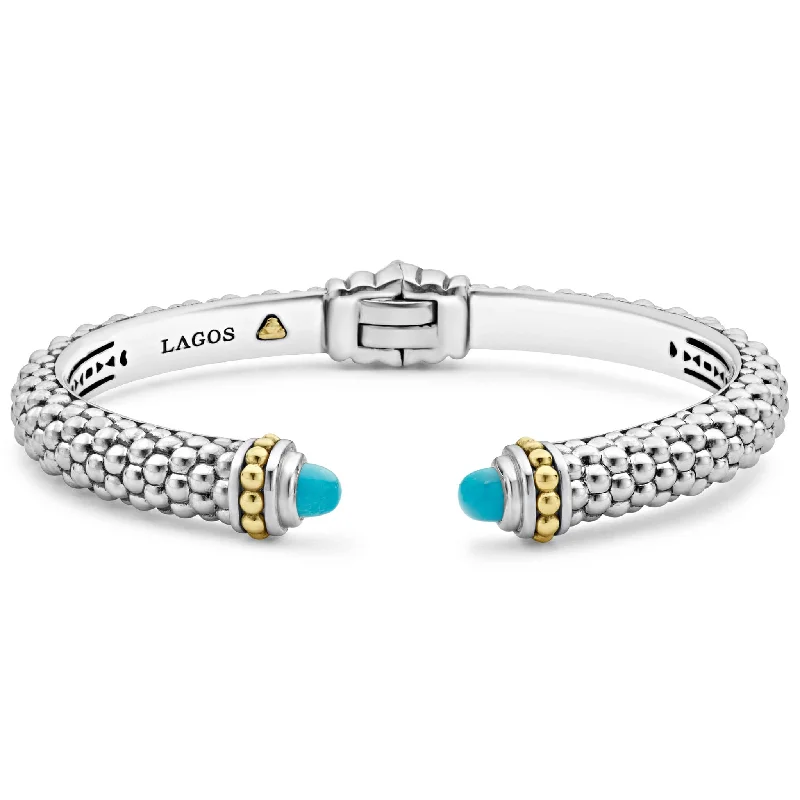 women pearl bracelets -Caviar Color Turquoise Cuff Bracelet | 8mm