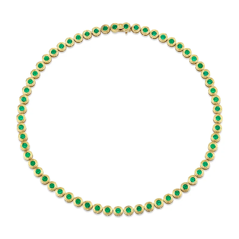 women star-shaped necklaces -Gold & Emerald Large Fluted Eternity Necklace