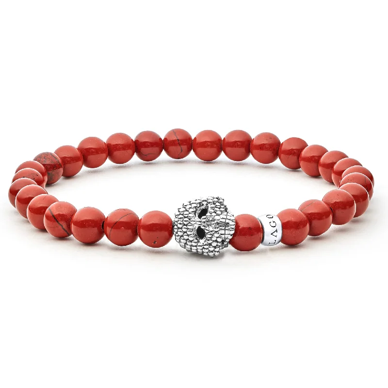 women bangle stack bracelets -Anthem Red Jasper Skull Bracelet