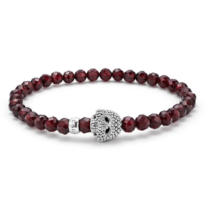 women chunky gold bracelets -Anthem Red Garnet Skull Bracelet