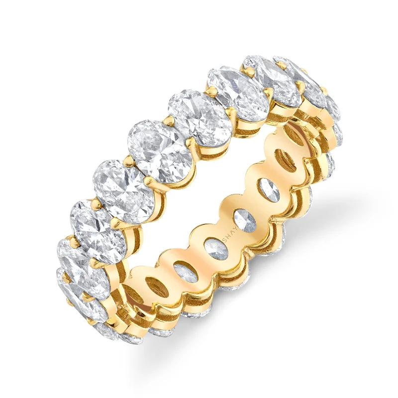 women wide band wedding rings -SMALL DIAMOND OVAL ETERNITY BAND, 4cts