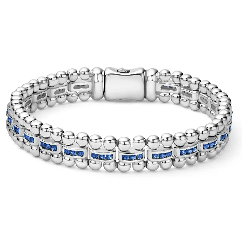 women thin bracelets -Caviar Spark Blue Sapphire Link Bracelet