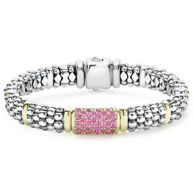 women gemstone bangles -Signature Caviar Pink Sapphire Caviar Bracelet | 9mm