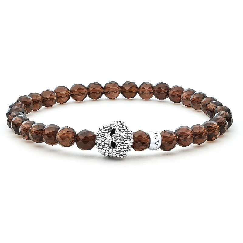 women stackable bracelets -Anthem Smokey Quartz Skull Bracelet