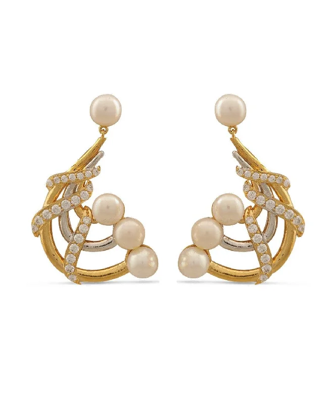 women bold earrings -Pretty Pearl Studded hanging Earring