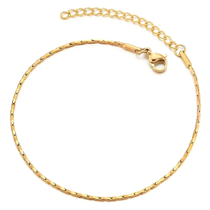 women double band bracelets -Gold Thin Link Chain Anklet Bracelet for Women, Adjustable