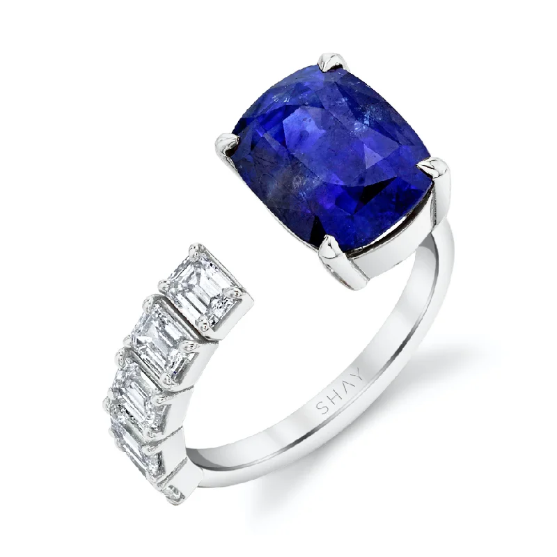 women halo rings -READY TO SHIP FLOATING SAPPHIRE & DIAMOND RING