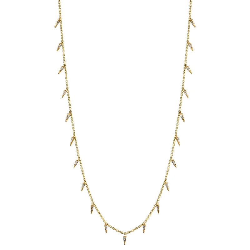 women personalized necklaces -Gold & Diamond Fringe Drop Necklace