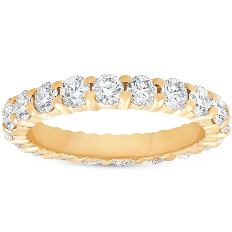 women custom engraved engagement rings -2ct Prong Diamond Eternity Ring 14K Yellow Gold