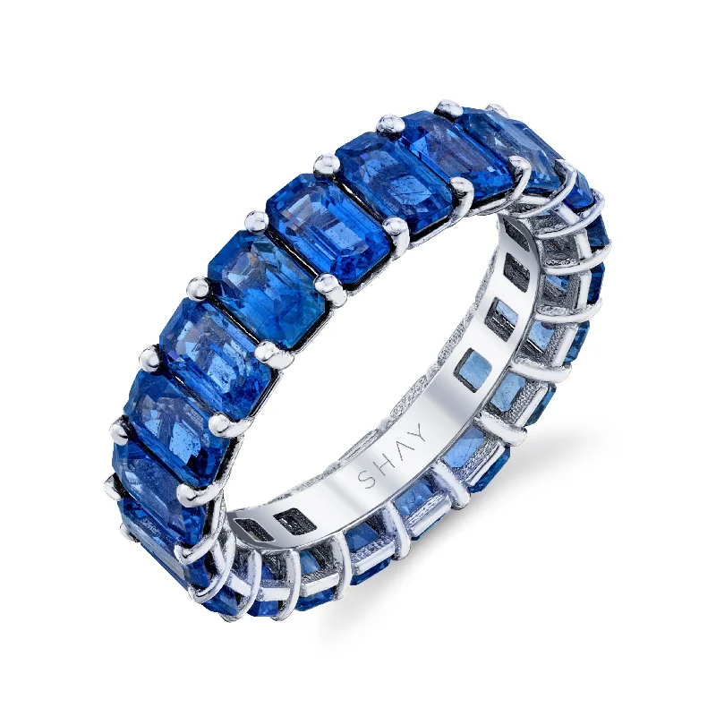 women personalized rings -READY TO SHIP BLUE SAPPHIRE ETERNITY BAND