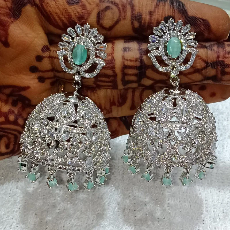 women fine gold earrings -Kavita Art Silver Plated American Diamond Jhumki