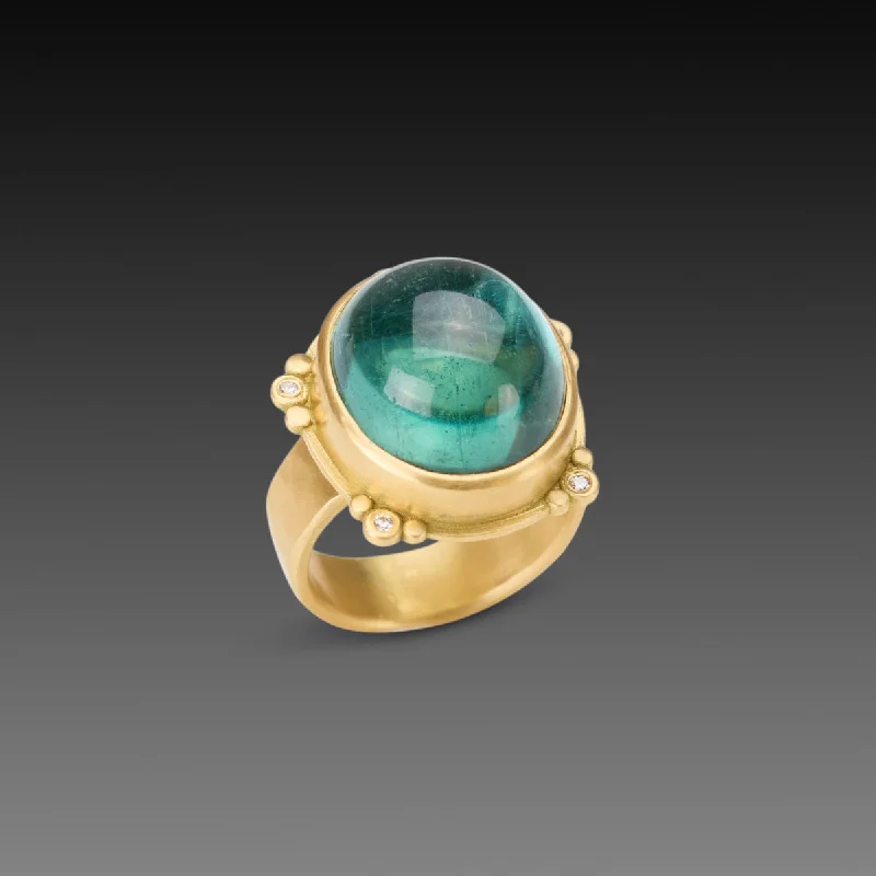 women vintage wedding bands -Blue - Green Tourmaline Statement Ring