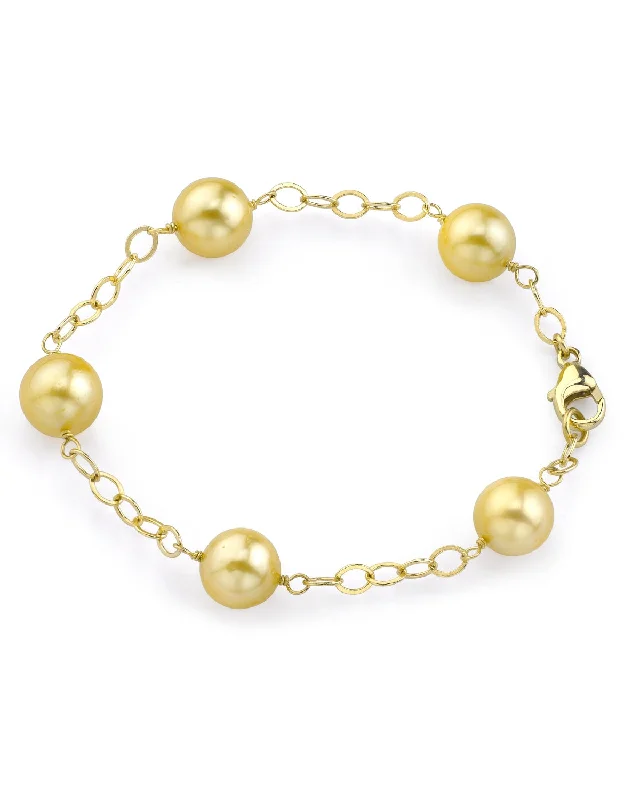 women diamond bracelets -Golden South Sea Tin Cup Pearl Bracelet