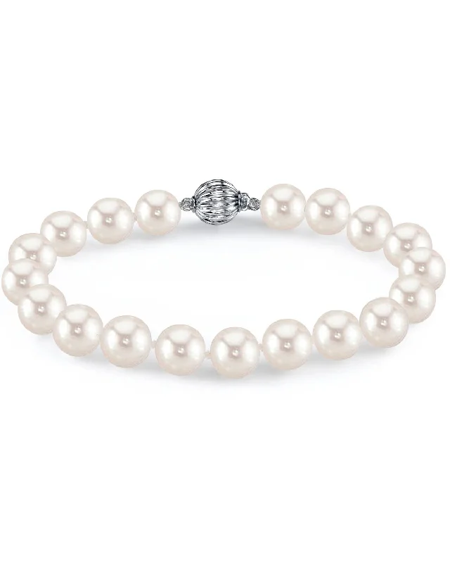 women engraved bangle bracelets -6.5-7.0mm White Freshwater Pearl Bracelet - AAA Quality