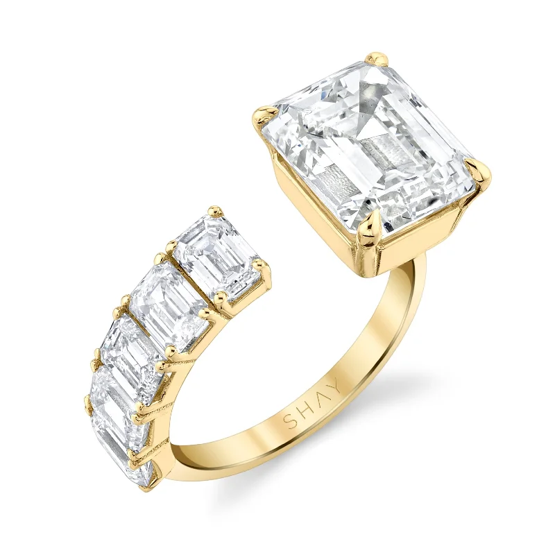 women fashion rings -DIAMOND FLOATING EMERALD CUT RING