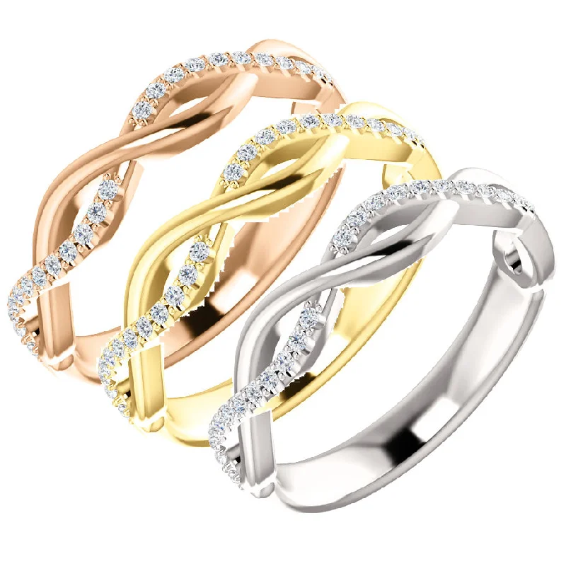 women sapphire solitaire engagement rings -1/8ct Diamond Infinity Wedding Ring Available in 14k White, Yellow, or Rose Gold