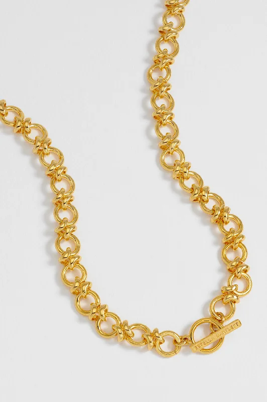 women pearl necklaces -Knot Link T-Bar Necklace