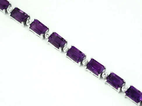 women hammered bangles -Amethyst and Diamond Accented Tennis Bracelet