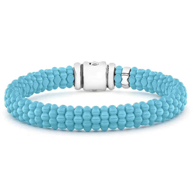 women gemstone bangles -Blue Caviar Blue Ceramic Beaded Bracelet | 9mm