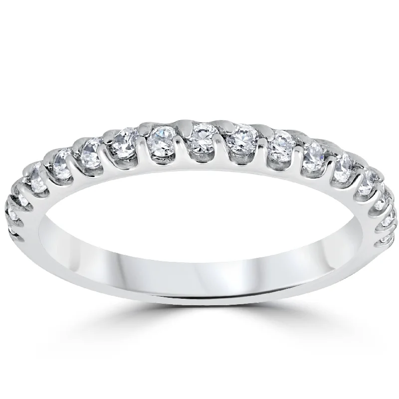 women unique wedding engagement rings -1/2ct Prong Diamond Wedding Ring 14K White Gold