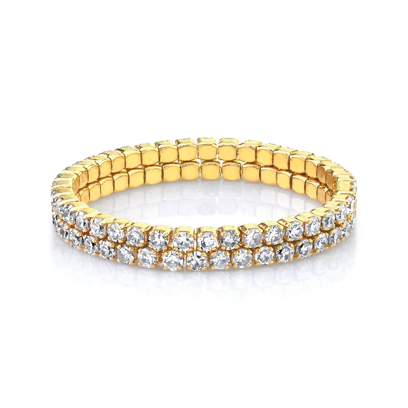 women round diamond rings -DIAMOND 2 THREAD STACK RING