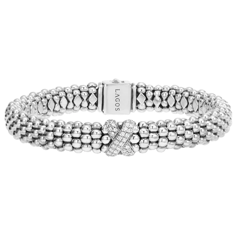 women oversized bangles -Embrace Silver X Caviar Diamond Bracelet | 9mm