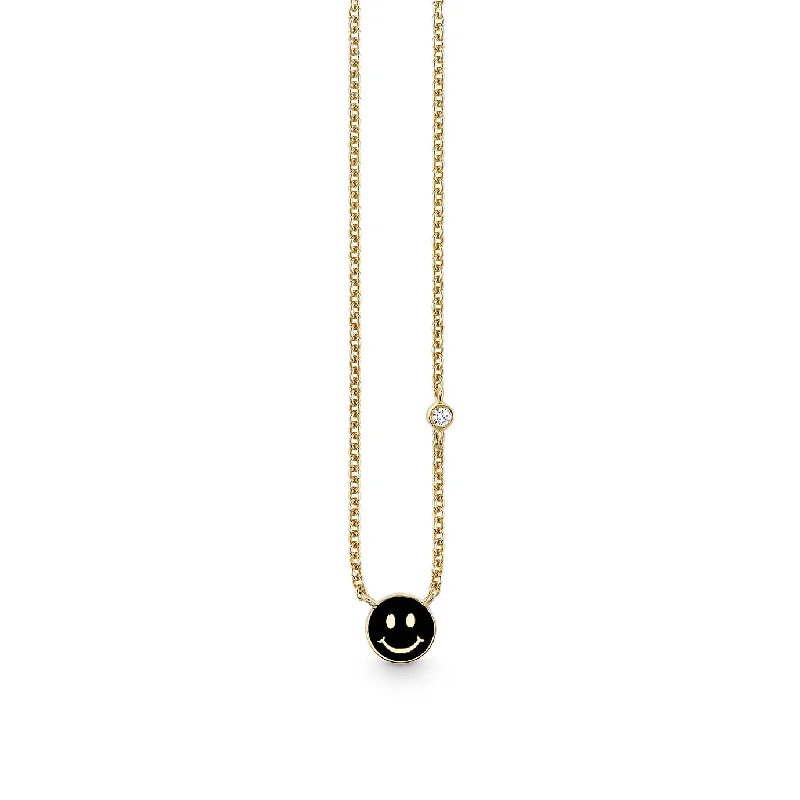 women simple pendant necklaces -Gold & Enamel Mini Happy Face Necklace