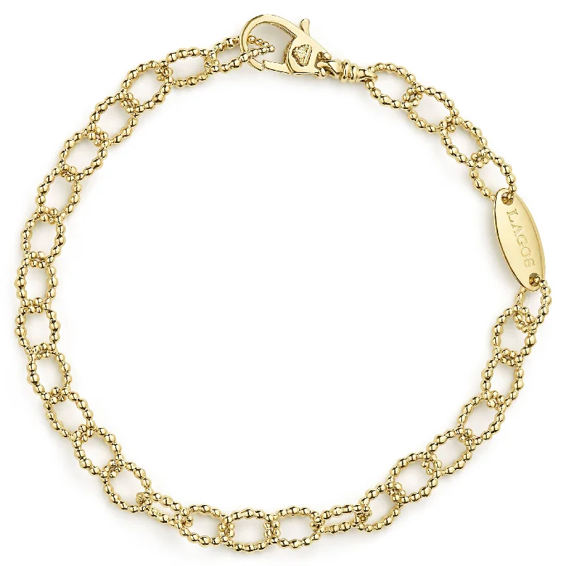 women pearl bangles -Caviar Gold 18K Gold Small Link Bracelet