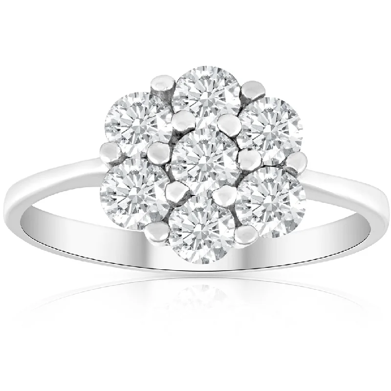 women floral engagement rings -1 1/2Ct Diamond Ring in 10k White Gold